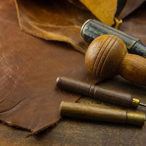 LAUTUS Oil Tanned Leather Tool Pouch Bag | Black | Carpenter, Construction, Framers, Handyman | 10 Pockets, 2 Hammer Holders | 100% Leather