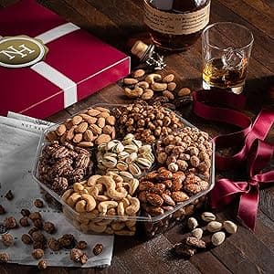 Holiday Christmas Nuts Gift Basket - Assortment of Sweet & Roasted Salted Gourmet Nuts - Assorted Food Gift Box for Christmas, Holiday, Family, Sympathy, Men & Women.