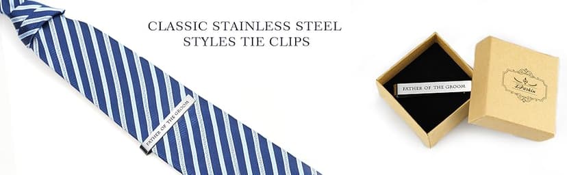 Father of the Bride and Groom Gifts - Wedding Tie Clips for Groomsmen From the Bride - Stainless Steel Tie Bars