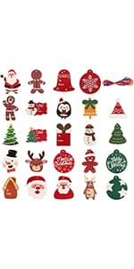 CCINEE 36pc Christmas Linen Bags with Drawstrings Christmas Burlap Goody Gift Bags with Double Jute Drawstrings, 4 designs Snowman, Santa Claus, Penguin and Reindeer