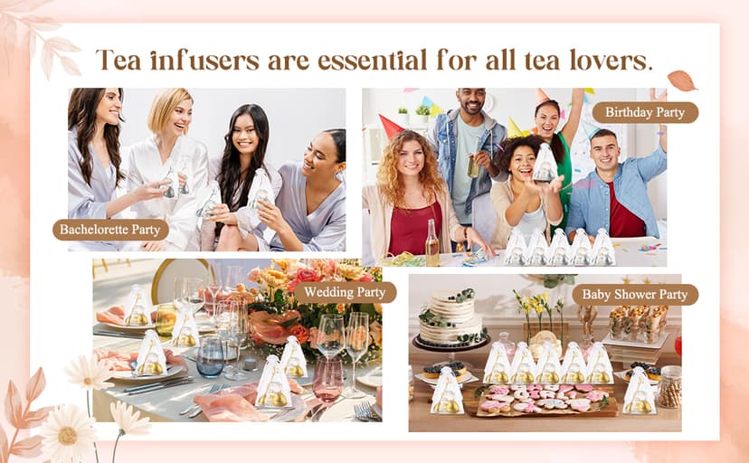 25 Sets Bridal Shower Tea Party Favor for Guest Leaf Tea Spoon Heart Shape Infuser Ball for Loose with Thank You Card Organza Bag Wedding Souvenir Gift(Silver)