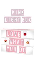 Pink Cinema Light Box with 400 Letters, Emojis, 2 Markers - BONNYCO | Led Light Box Home Office & Room Decor | Cinema Led Sign Letters Board Gifts for Women and Girls Christmas Birthdays | Pink Decor