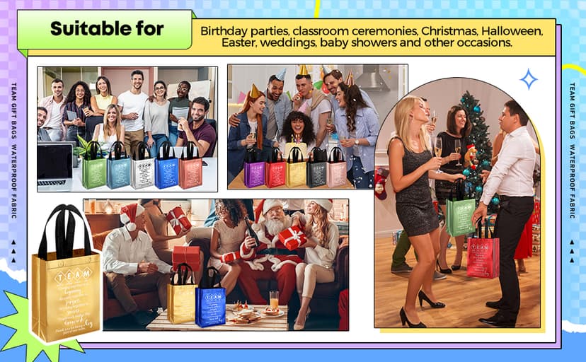 Customer Service Week Employee Appreciation Gifts, Reusable with Handles Gift Bag, Appreciation Gifts Bag For coworker Team Sweetude 25pcs Team Staff Appreciation Thank You Gift Bag Bulk, 10 Colors B0DJVXY2HC