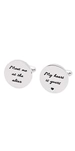 Melix Home Stainless Steel CuffLinks for Men Groom Meet Me at The Altar Wedding Gifts Cuff Links