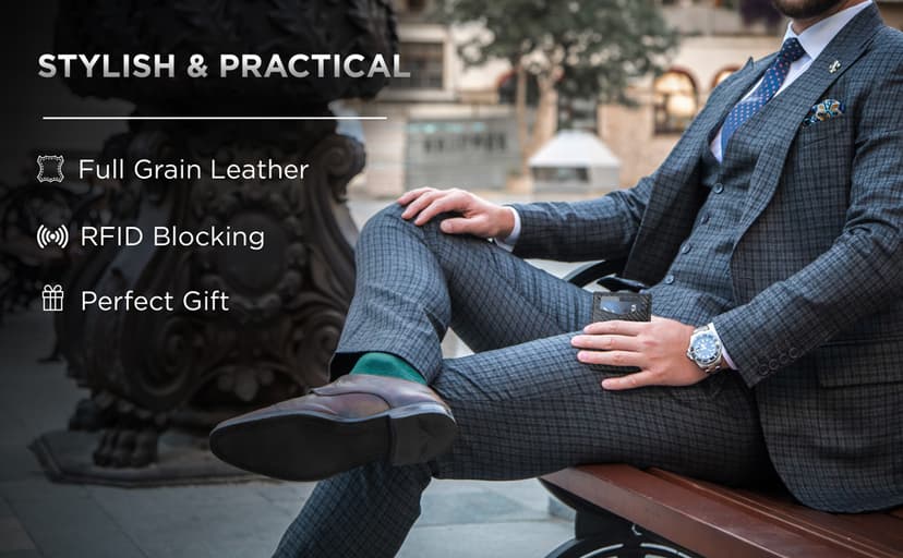 SERMAN BRANDS Money Clip Wallet - Mens Wallets slim Front Pocket RFID Blocking Card Holder Minimalist Mini Bifold