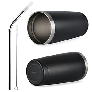 Wedding Anniversary for Couple Friend Lovers Cups Stainless Steel Wine Tumbler Travel Mug with Straw and Lid,2 Pack (4.blackwhite)