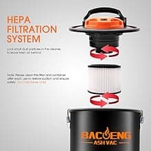 BACOENG Ash Vacuum for Pellet Stoves, 4 Gallon Ash Vac, Ash Vacuum Cleaner for Fireplaces, Wood Stove, Pellet Grill