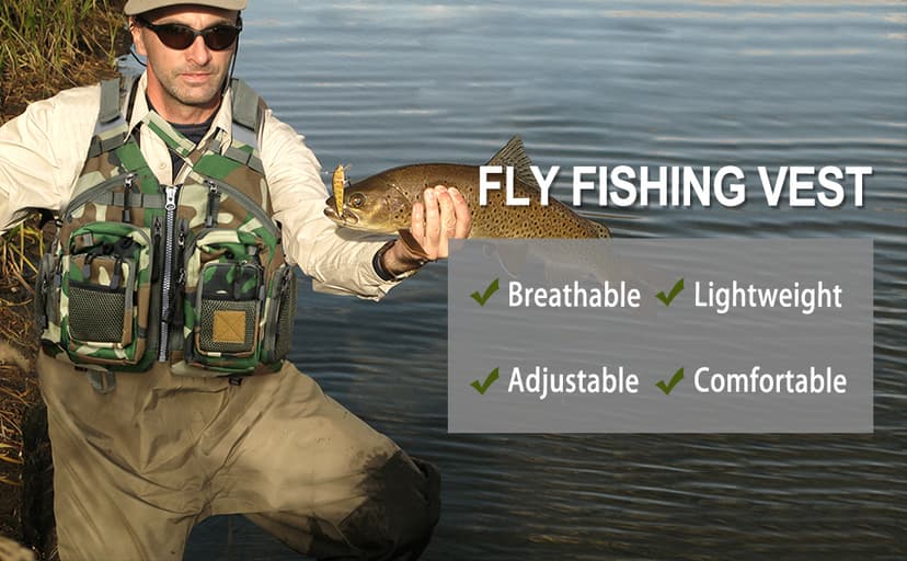 Obcursco Fly Fishing Vest for Men and Women with Breathable Mesh, Trout Fishing Gear, for Outdoors Stream Fishing