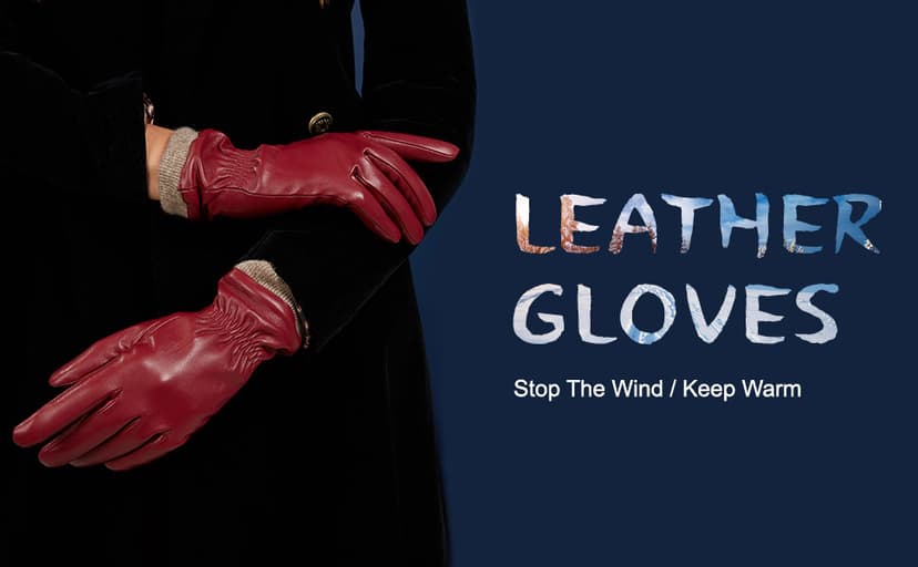 REDESS Winter Leather Gloves for Women, Wool Fleece Lined Warm Gloves, Touchscreen Texting Thick Thermal Snow Driving Gloves
