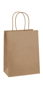 BagDream Kraft Paper Bags 5.25x3.25x13 Inches 50Pcs White Paper Wine Gift Bags with Handles Bulk for Wine, Gift, Retail, Party Favor
