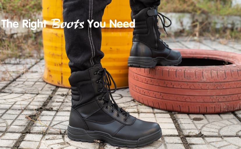 RIELD Men's Military Tactical Work Boots Side Zipper Jungle Army Combat Boots