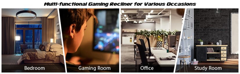 Goplus Massage Gaming Recliner Chair, Racing Style PU Leather Single Recliner Sofa with Footrest, Adjustable Modern Living Room Recliners, Ergonomic Home Theater Recliner Seat