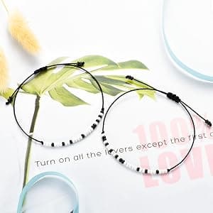 Gifts for Girlfriend Boyfriend His Her Tarsus Pinky Promise Couple Bracelets Set Morse Code Jewelry B083NCSP9Z