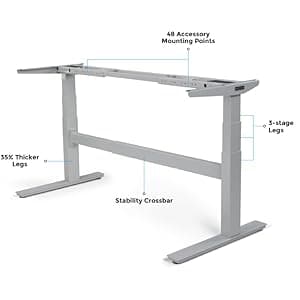 UPLIFT DESK 2-Leg V2-Commercial C-Frame Height Adjustable Standing Desk Frame (White), No Desktop, Advanced Memory Keypad, Free Wire Tray
