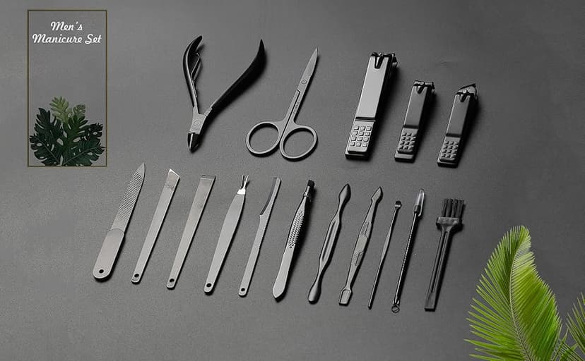 Gifts for Men/Women, Stainless Steel Manicure Set with PU Leather case, Personal Care Tool (Brown)