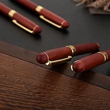 3 Pcs Wooden Pens Set with Gift Case/Best Writing Fountain Fancy Ballpoint Pen and Luxury Gel Pen with Ink Refills, Promotional Business Designer Pens