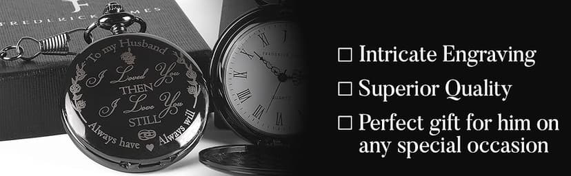 FJ FREDERICK JAMES Anniversary Gift's for Men - Engraved ‘to My Husband’ Pocket Watch | Anniversary Gift's for Him I Love You Gift for Husband for Birthday I Valentines