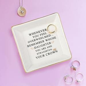 JoycuFF Friend Gifts for Women Marble Ceramic Ring Dish Trinket Tray-Gifts for Best Friend Birthday Christmas