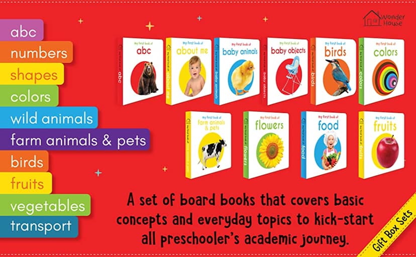 My First Library: Boxset of 10 Board Books for Kids