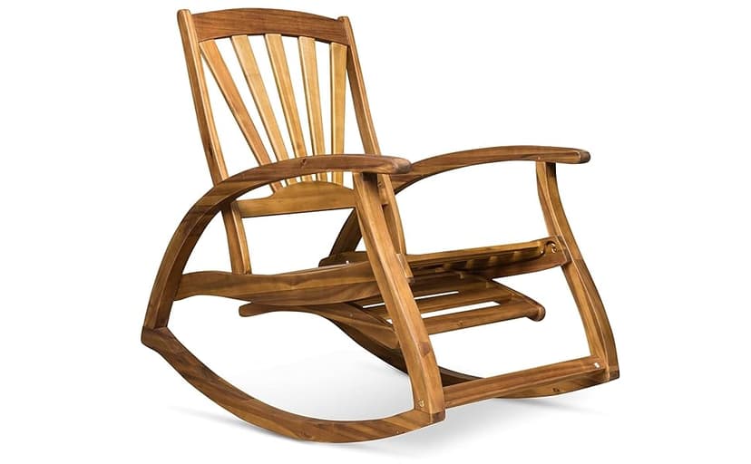 Christopher Knight Home Alva Outdoor Acacia Wood Rocking Chair with Footrest, Teak Finish