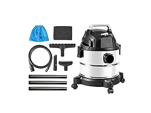 Amazon Basics Wet Dry Vacuum Cleaner, 4 gallon Shop, 3 HP Stainless Steel, Grey/Black