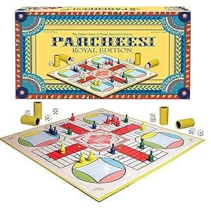 Parcheesi Royal Edition by Winning Moves Games USA, Classic Family Favorite Featuring Charming Artwork, Tokens and dice Cups for 2-4 Players, Ages 8+ (6106)