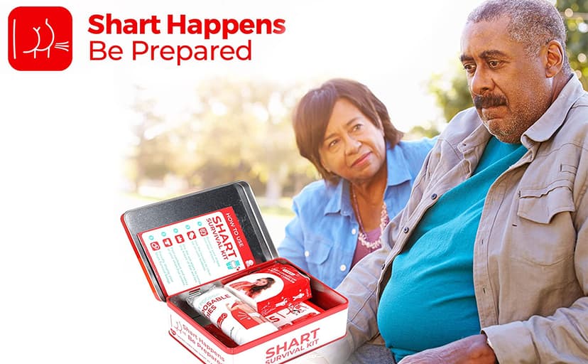 Funny Shart Survival Kit by Witty Yeti. Ultimate Poop Prank Gag Gift Set Contains Wet Wipes, Disposable Underwear, Tissues and Hilarious Badge. Novelty Fart Potty Pack Great for Friends or Family