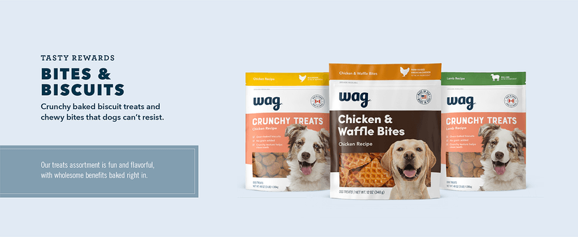 Amazon Brand - Wag Dog Treats, Chicken and Waffle Bites, 12 oz Resealable Pack of 1