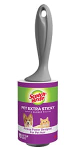 Scotch-Brite Pet Hair Pickup Extra Sticky Lint Roller, Designed for Removing Fur + Fluff on Couches, Clothes, Dog and Cat Beds, & More, 1 Pack, 95 Easy-Tear Adhesive Sheets Total