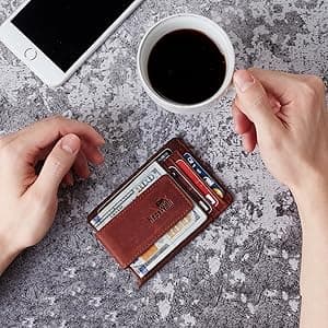 Toughergun Slim Wallet for Men RFID Blocking Money Clip, Minimalist Front Pocket Credit Card Holder, Magnetic Thin Mens Wallets with ID Window