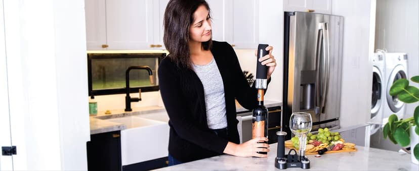 Ivation Wine Gift Set – Includes Electric Opener, Aerator, Vacuum Preserver, 2 Stoppers, Foil Cutter & Charging Base