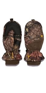 HOT SHOT Men’s Camo Cyclone Stormproof Pop-Top Mittens - Realtree Edge Outdoor Hunting Camouflage