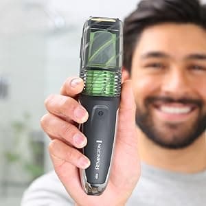 Remington Vacuum Beard Trimmer,13 Length and Style Settings with Adjustable Length Comb (2-18mm),Vacuum Trimmer for Beard, Mustache, and Stubble, Rechargeable Lithium Power, Washable, Removable Blades