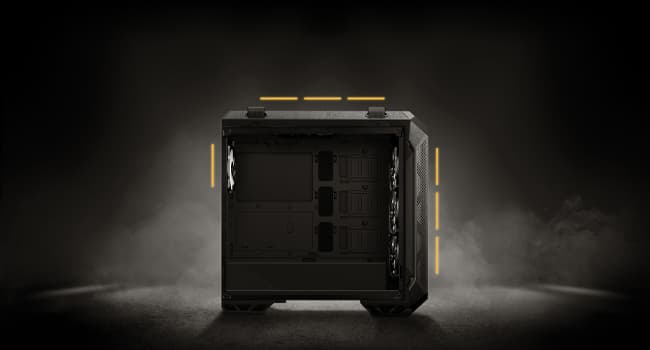 ASUS TUF Gaming GT501 Mid-Tower PC Case for up to EATX Motherboards with USB 3.0 Front Panel, Smoked Tempered Glass, Steel Construction, and Four Case Fans