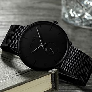 CRRJU Mens Watches Ultra-Thin Minimalist Waterproof - Fashion Wrist Watch for Men Unisex Dress with Stainless Steel Mesh Band