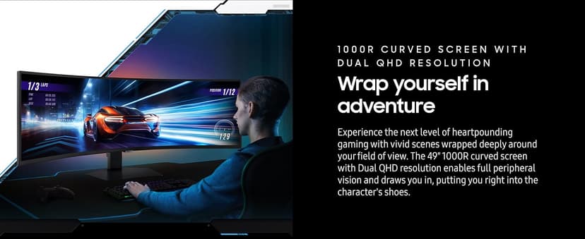 SAMSUNG 49" Odyssey G9 (G95C) Series DQHD 1000R Curved Gaming Monitor, 240Hz, 1ms(GtG), DisplayHDR 1000, AMD FreeSync Premium Pro, Eye Saver Mode, Auto Source Switch+, LS49CG950ENXZA, 2024