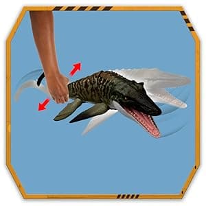 Mattel Jurassic World Rebirth Bite N Blast Mosasaurus Action Figure & Mini Dilophosaurus, Wide Jaw Dinosaur Toy, Movie-Accurate Posable, Digital Play
