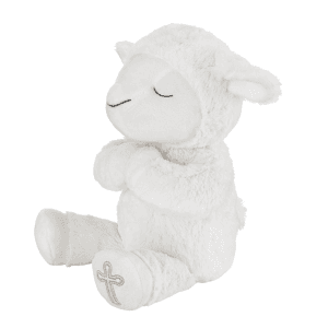 Little Love by NoJo Baptism White Plush Lamb with Praying Hands and Embroidered Cross