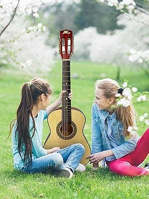 Pyle 30-Inch Beginner Acoustic Guitar Kit, 6-String Classical Style Travel Guitar for Kids & Adults - Includes Shoulder Strap, Strings, Picks, Tuning Pitch Pipe & Storage Gig Bag - Handcrafted Wood