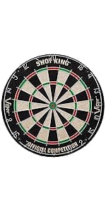 Viper by GLD Products Shot King Regulation Bristle Steel Tip Dartboard Set with Bullseye Metal Radial Spider Wire Compressed Sisal Board with Rotating Number Ring Includes 6 Darts Black