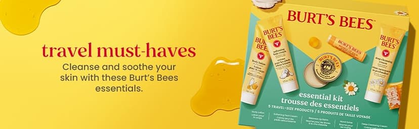 Burt's Bees Christmas Gifts - Essentials Everyday Set, 5 Travel Size Products for Stocking Stuffers - Deep Cleansing Cream, Hand Salve, Body Lotion, Foot Cream and Original Lip Balm