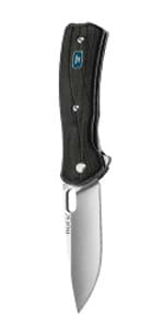 Buck Knives 110 Folding Hunter Knife, 3-3/4" Blade, Lockback Design, Ebony Handle, Brass Bolsters, 420HC Stainless Steel Clip Point Blade, Sheath Included, Hunting Knife Made in the USA, 7.2 oz