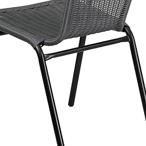 Flash Furniture Lila Modern Rattan Indoor/Outdoor Stackable Dining Chairs, Stacking Rattan Bistro Chairs for Patio or Restaurant, Set of 4, Brown