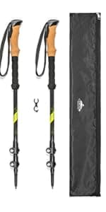 Cascade Mountain Tech Trekking Poles - Carbon Fiber Monopod Walking or Hiking Sticks with with Accessories Mount and Adjustable Quick Locks