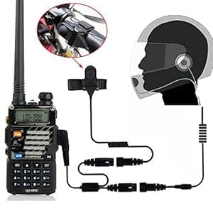 BAOFENG Helmet Kit 2 PIN Full Face Motorcycle Headset Earpiece Mic Ken Wood/WOU Xun/Pu Xing/Lin ton Two Way Radio Walkie Talkie, Black