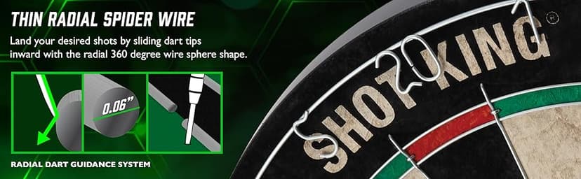 Viper by GLD Products Shot King Regulation Bristle Steel Tip Dartboard Set with Bullseye Metal Radial Spider Wire Compressed Sisal Board with Rotating Number Ring Includes 6 Darts Black