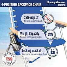 Tommy Bahama Hi-Boy 17" Seat Height 4-Position Lace-Up Suspension Folding Beach Backpack Chair