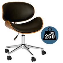 Armen Living Daphne Office Chair in Black Faux Leather and Chrome Finish, 33" x 21" x 20"
