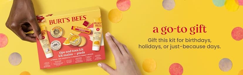 Burt's Bees Gifts Ideas, Tips and Toes Kit, 6 Travel Size Products - Pomegranate Moisturizing Lip Balm, 2 Hand Creams, Foot Cream, Cuticle Cream, and Hand Salve