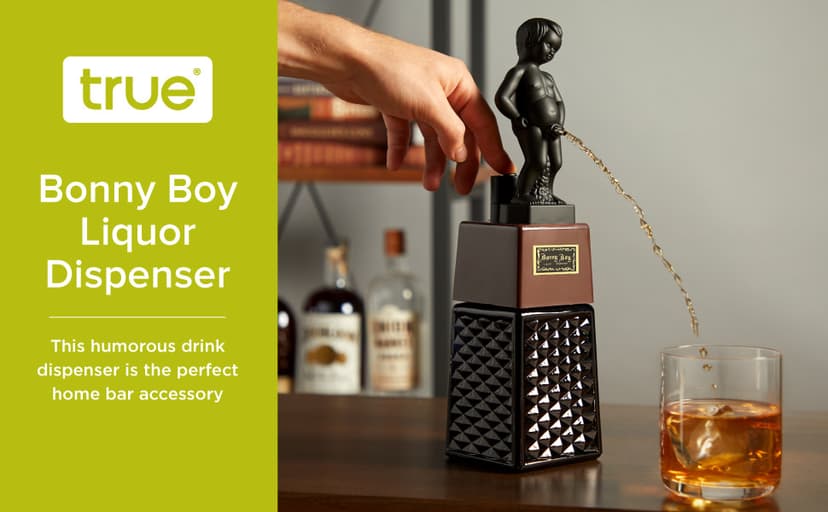 True Bonny Boy Liquor Dispenser, Novelty Drink Dispenser for Whiskey, Bourbon, Vodka, Gin, and Spirits, Fun Bar Cart Accessories for Home Bar, Man Cave, or Liquor Cabinet Decor, 16 oz, Set of 1
